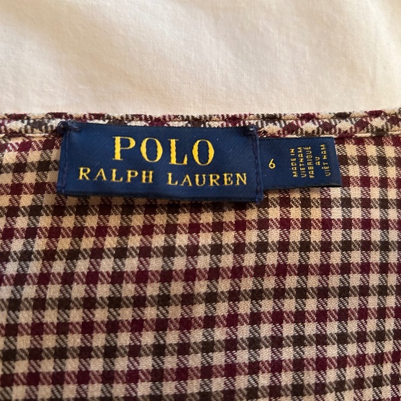 CLASSIC RALPH LAUREN BLOUSE SIZE 6 - Brown/creme/forest green/burgundy red - Picture 3 of 11